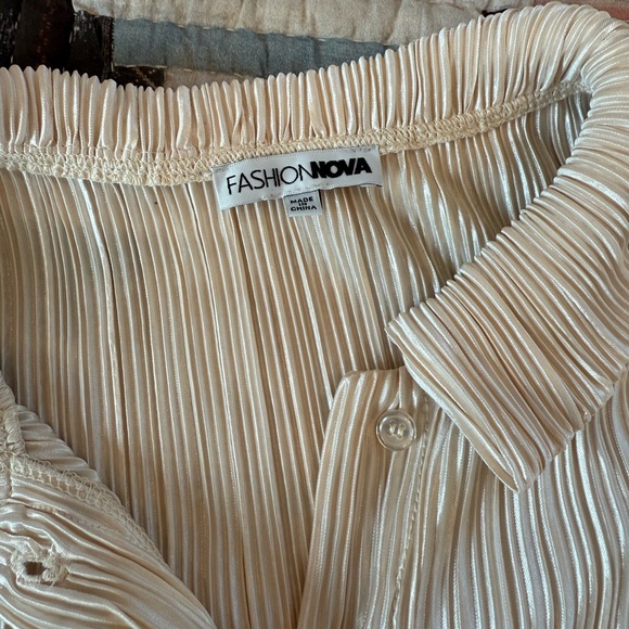 Fashion Nova If It Plisse You Pant Set in Champagne - Picture 4 of 7